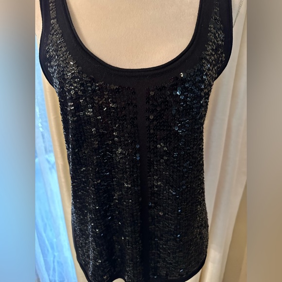 BCBG black sequin black sleeveless tank sweater. - Picture 2 of 7